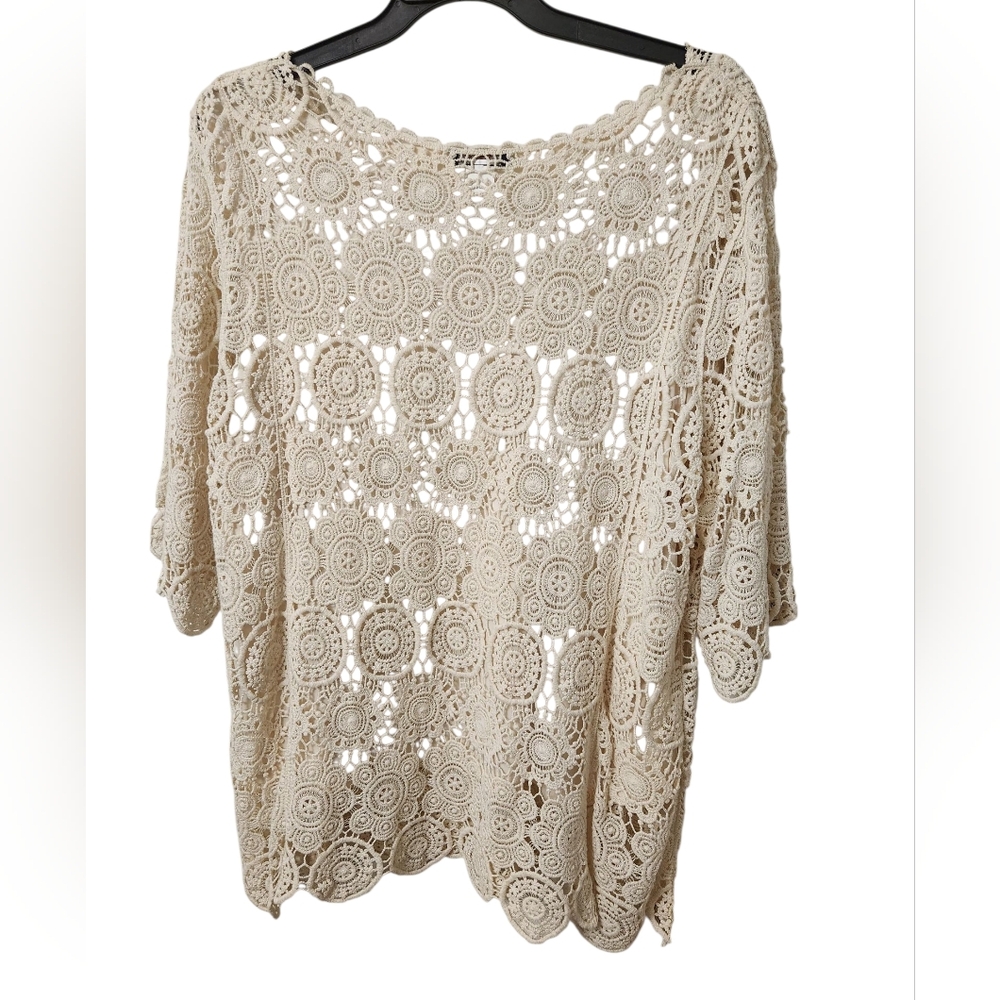 Jennie & Marlis Elegant Cream Lace Women's  3XL Top